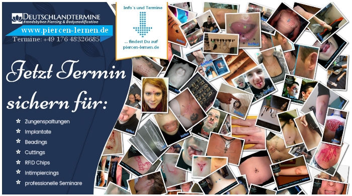 Partner der Piercerfernschule: piercen-lernen.de Bodymodification Seminar Schulung Kurs Ausbildung - Zungenspaltung, Beading, Cutting, Rekonstruktionen